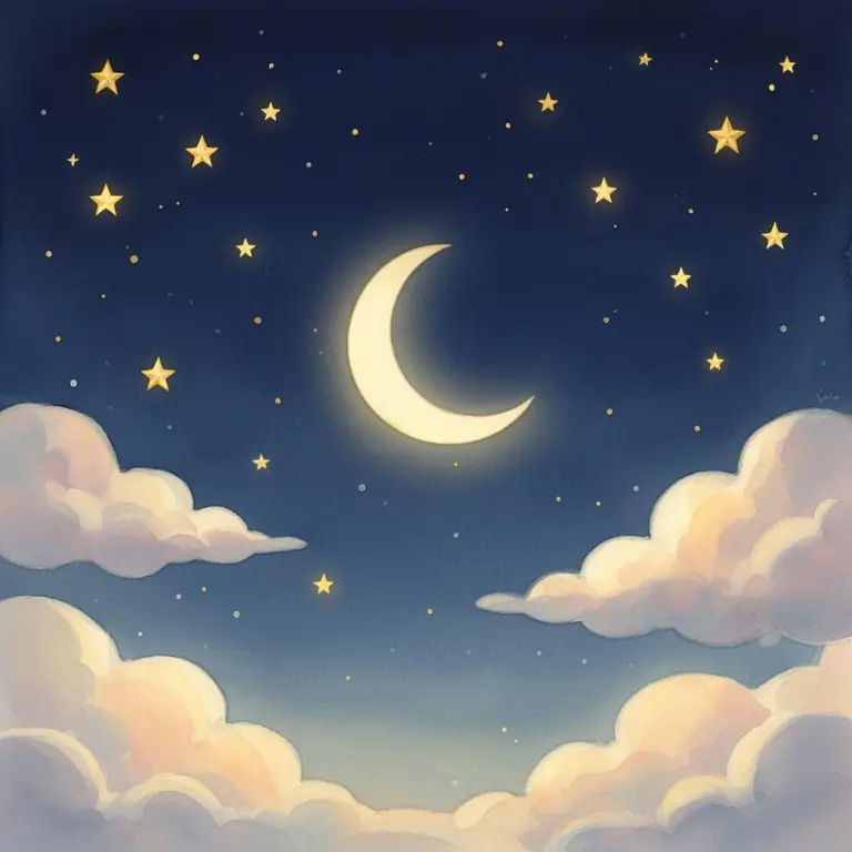 Céu noturno com estrelas e lua